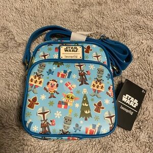 Loungefly Disney Mandalorian Christmas Star Wars Faux Leather Crossbody NWT